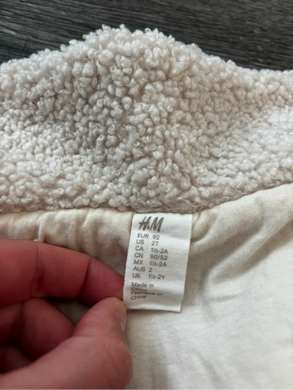 H&M Colorblock Teddy Sherpa Jacket in Cream Rust & Brown 2T